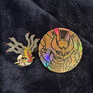 Pokemon Giratina Enamel Pin and coin set